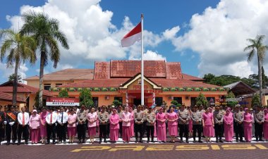" MOMENTUM BERSEJARAH DI MAPOLRES KOBAR : PESAN KAPOLRES DALAM APEL PISAH SAMBUT BAWA SPIRIT BARU YANG MENYENTUH HATI "