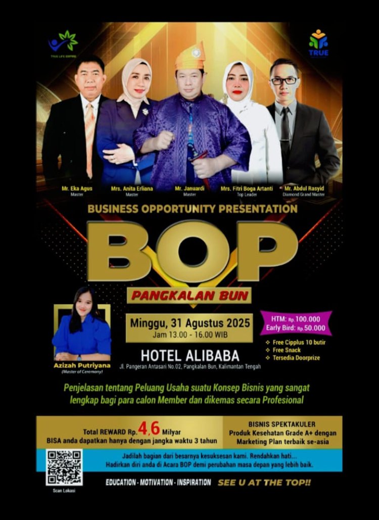 “ BOP PANGKALAN BUN : LEDAKAN SEMANGAT BISNIS TRUE LIFE EMPIRE INDONESIA, AWALI DENGAN DOA, KOBARKAN INSPIRASI HINGGA RAIH MIMPI BESAR ”